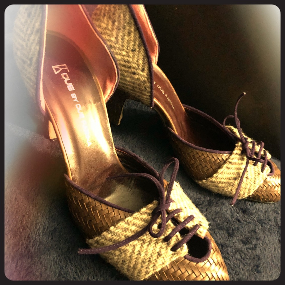 DUE FARINA Woven Leather Purple Suede/Tweed